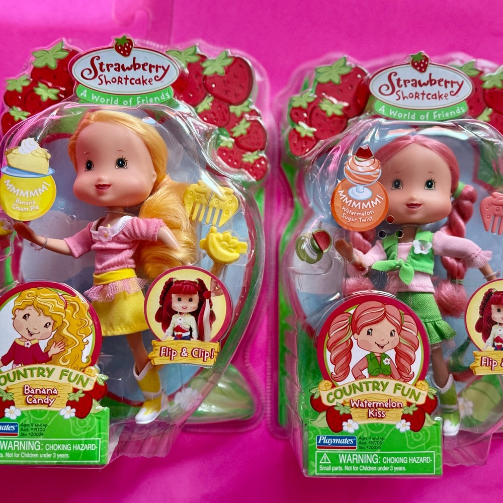 STRAWBERRY SHORTCAKE Country Fun Dolls - Banana Candy & Watermelon Kiss